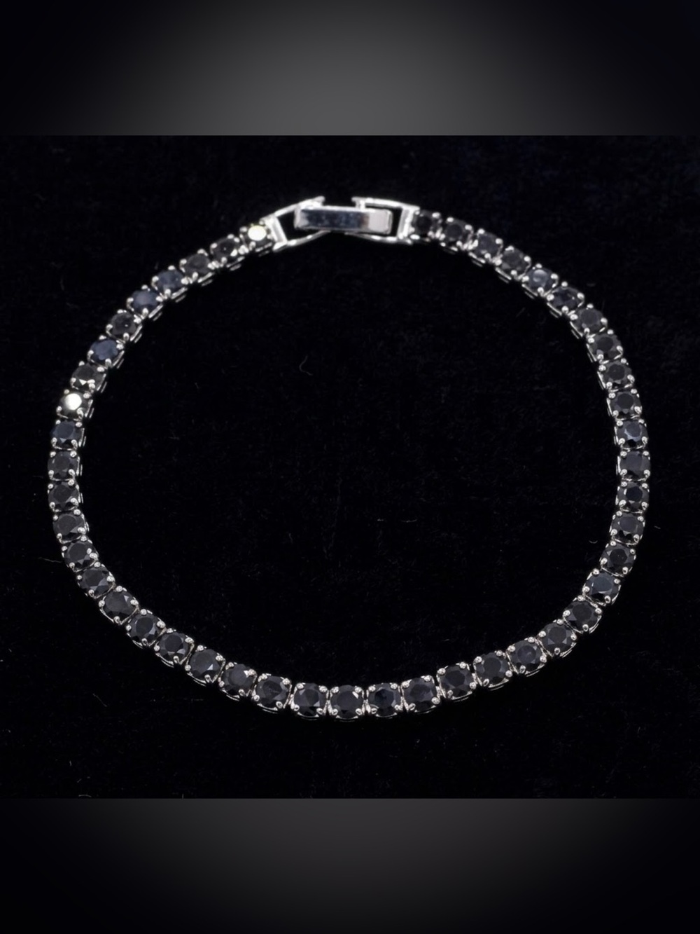 Classic Black Stone Tennis Bracelet - Women Jewelry CZ gold plated